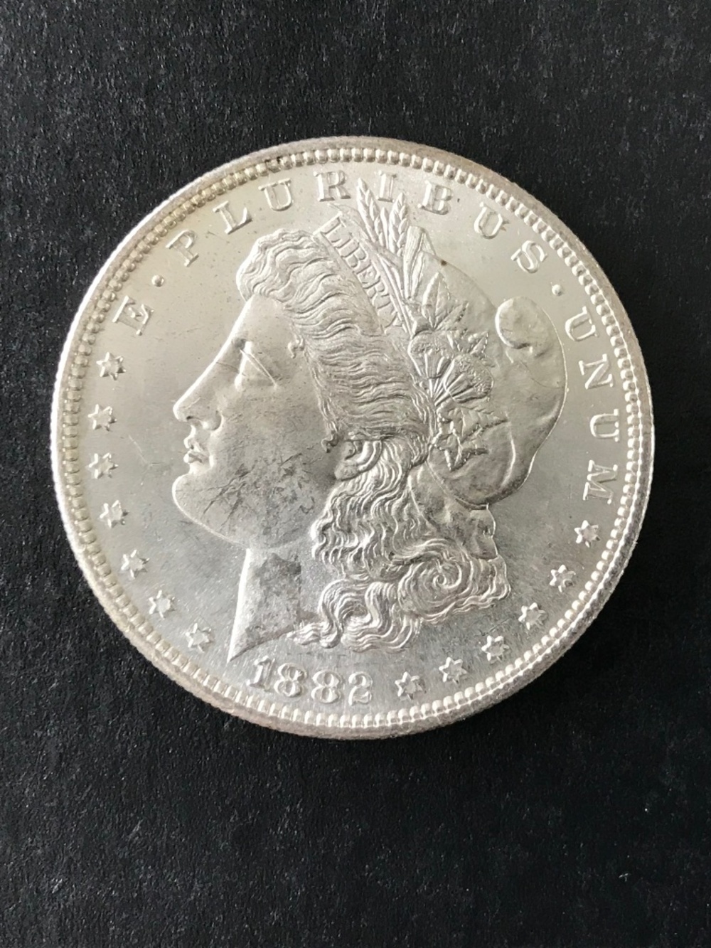 1882 S Morgan Silver Dollar, 90% Silver, San Fran Mint, Unc, Full Strike ?Mid MS